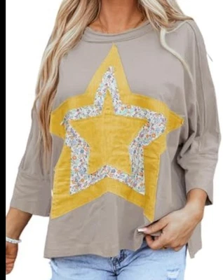 NWOT - Floral Starbust Exposed Seam Mineral Wash Top Size 4X - Image 1 of 4