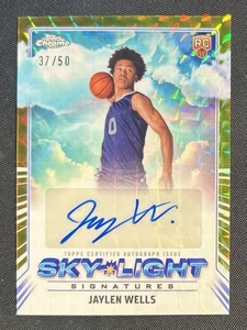 2024 Topps Chrome Jaylen Wells Sky Light RC Gold Geometric Ref Auto /50 Rookie - Picture 1 of 2