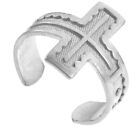 925 Sterling Silver Cross Toe Ring - Adjustable - Knuckle, Thumb Ring