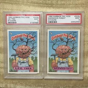 1986 Topps Garbage Pail Kids 2 Card Lot Lee Tree + Sherwood Forest PSA 9 Mint - Picture 1 of 5
