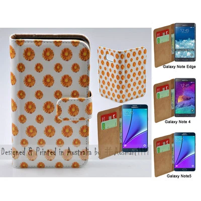 Funda tipo billetera para teléfono Samsung Galaxy Note Series - amarilla con estampado de flores Foto 1 de 3