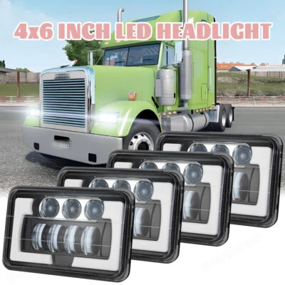 4PCS 4X6" LED HEADLIGHTS HI/LOW FOR FREIGHTLINER FLD120 1988-2010 FLD112 CLASSIC - Изображение 1 из 4