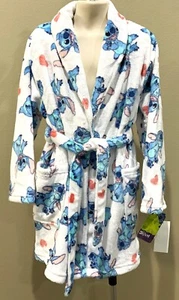 Girls Disney STITCH With HEARTS BATH ROBE 6/6X NEW Soft Fleece Sleepwear Tie - Picture 1 of 2