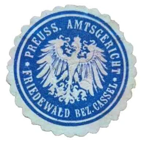 German Letter Seal Stamp MH KONIGL PREUSS AMTSGERICHT FRIEDEWALD BEZ.CASSEL - Picture 1 of 1