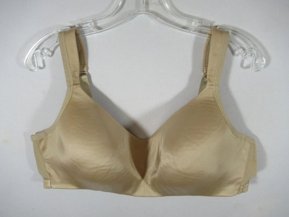 Cacique Lightly Lined Wireless Bra 44C Beige Satin - Image 1 of 4
