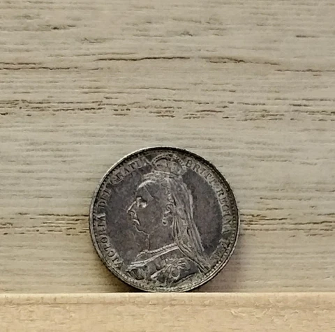1887 Six Pence Silver Coin Queen Victoria Jubilee Head Cover