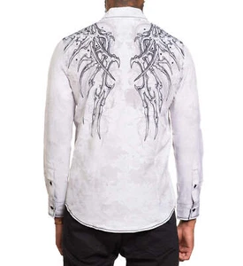 Affliction Men's Button Down Woven Vertibrate - Picture 1 of 7