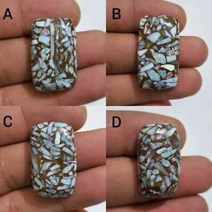 Pretty Copper Larimar Rectangle Shape Cabochon Loose Gemstone For Jewelry Making - Picture 1 of 13