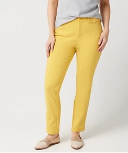Denim & Co. Petite Double Weave Straight Leg Ankle Pants Golden Yellow 16P A3492 - Picture 1 of 3
