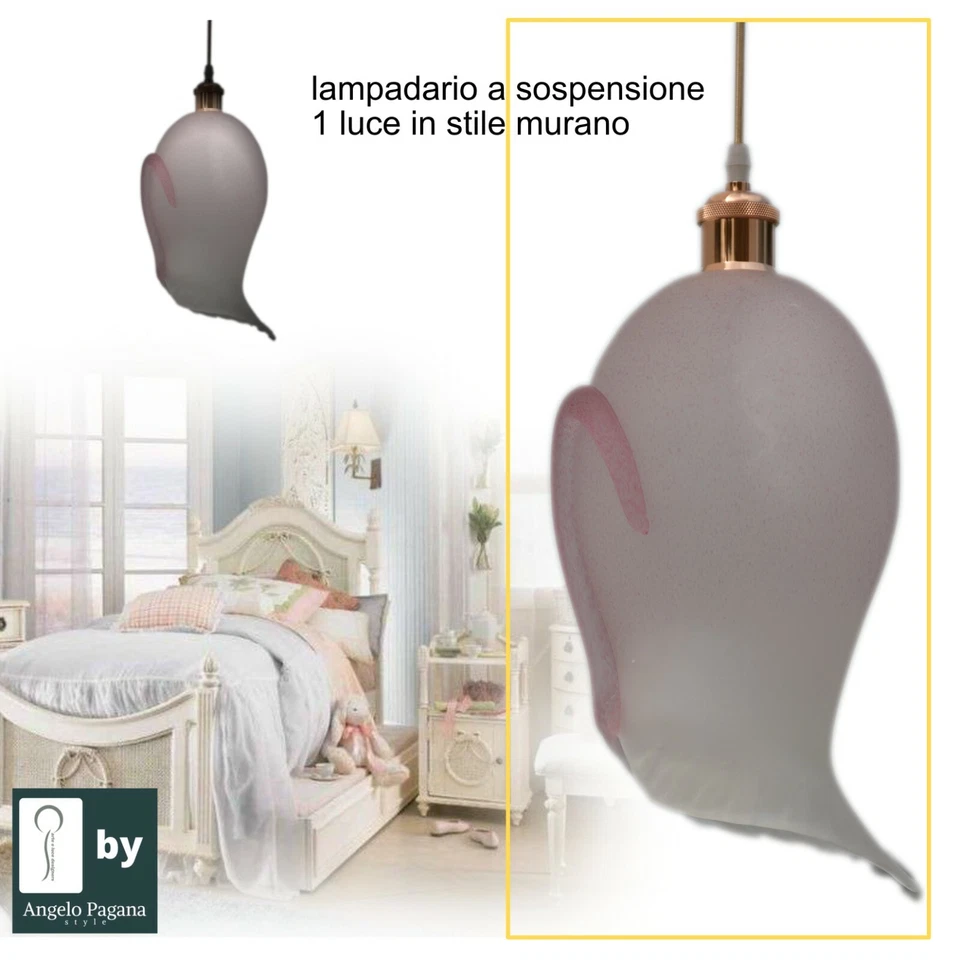 Lampadario in vetro sospensione da bagno ingresso cameretta cucina stile murano  - Immagine 1 di 4