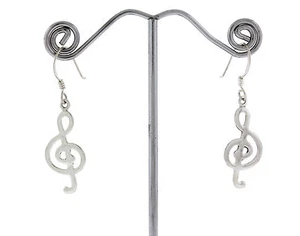 NEU 925 Sterlingsilber musikalische Sol Schlüssel Note 40 mm lang Haken Ohrhänger - Bild 1 von 3