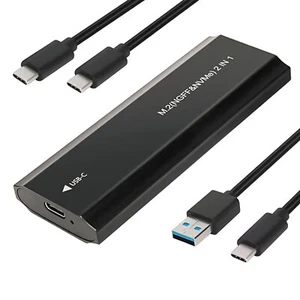 M.2 NVME & NGFF SSD 2in1 Enclosure 10Gbps USB C 3.1 External Hard Drive Case BK - Picture 1 of 10