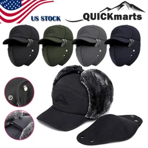1-2PC Trapper Hat Winter Warm Fur Ear Flap Cap Aviator Russian Thermal Face Mask - Picture 1 of 25