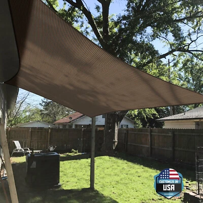 Sun Shade Sail Brown Canopy Patio Garden Cover 16x16-24x24 Rectangle Square