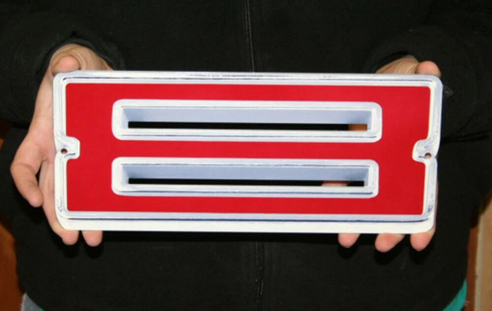 GM CHEVY VINTAGE RED NUMBER 8 – FLAT STEEL SIGN 12" X 5"  - Image 1 of 1