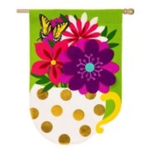 **BANDERA ABIERTA** Taza Flor 13B4051 Evergreen BURLAP HOUSE Bandera 28" X 44" - Imagen 1 de 5