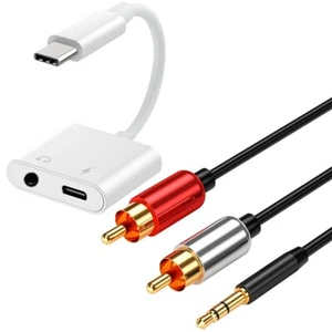 High Grade 2in1 USB C to 3.5mm AUX DAC Adapter RCA Audio Cable for OnePlus 9 Pro - Picture 1 of 1