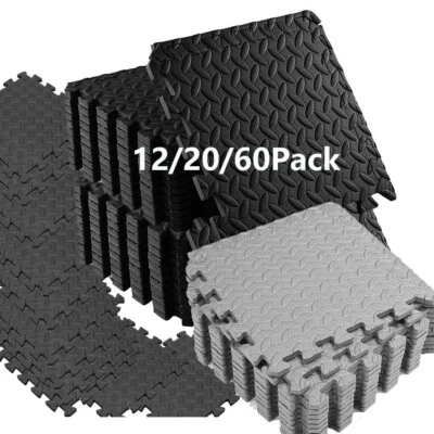 60Pc Puzzle Exercise Mat Floor Mats Soft Foam Interlocking Puzzle Tiles Home GYM - Image 1 of 4