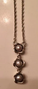 Pandora Three Wishes Pearl Necklace RETIRED - Picture 1 of 8