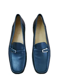 BALLY Leather Black Penny Loafers Silver Buckle Women's Sz 6 US  - Picture 1 of 12