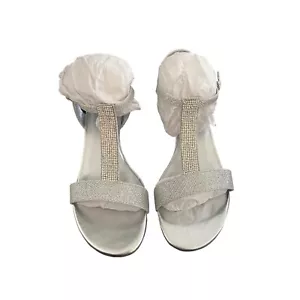 Karen Scott Women’s Toriee T-Strap Embellished Dress Sandals Size 7M Silver NIB - Picture 1 of 5