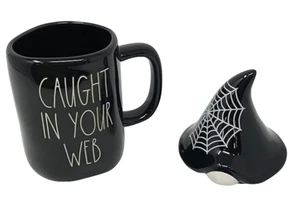 HALLOWEEN - CAUGHT IN YOUR WEB Mug w/ Gnome Topper -New In box! 4 available - Picture 1 of 2