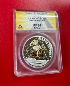 2013 $ FIJI PROOF SILVER CIRCUS HISTORY ANACS PF 69 DCAM - Picture 1 of 2