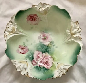 Large RS Prussia Pink Rose Bowl 10 Inches Wide We’ve Another Design Buy Both - Picture 1 of 12