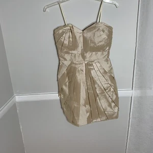 NEW MANOUKIAN Beige Strapless GEOMETRIC COCKTAIL DRESS SIZE S NWT - Picture 1 of 5
