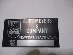 Plaque D'Identification Id-Plate B.F. Meyers Newport Beach Manx Buggy BJ - Bild 1 von 1