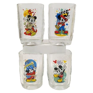 McDonald’s Disney World 2000 Celebration Mickey Mouse Glass Cups Set/4 Square - Picture 1 of 7