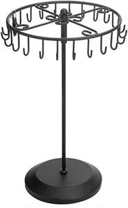 Rotating Necklace Holder Jewelry Organizer Display Stand 14-in w/23 Hooks Black - Picture 1 of 6