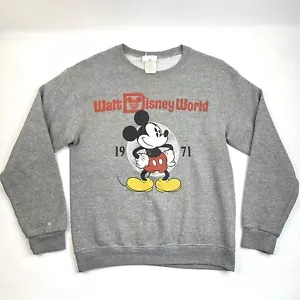 Walt Disney World Mickey Mouse 1971 Vintage Gray Pullover Sweatshirt Women's S - Picture 1 of 10