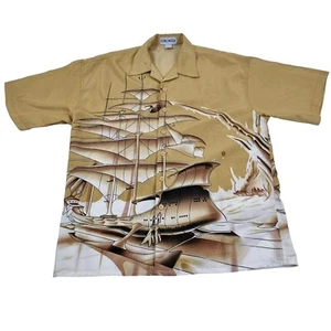 Euro Moda Beige Ships Graphic Shirt Size XL - Picture 1 of 3