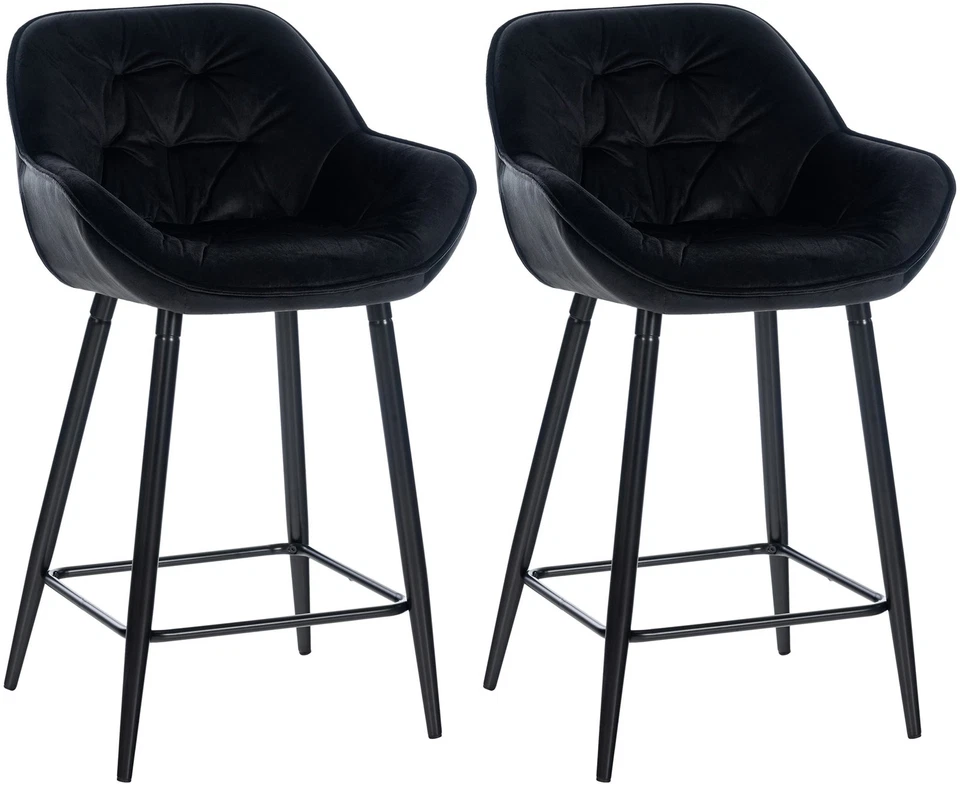 #R134096/0412 2x Barhocker Gibson 76 Samt schwarz Küchenhocker Barstuhl Set - Bild 1 von 1