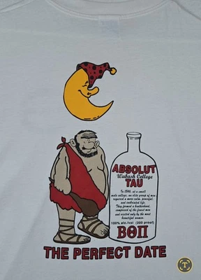 Vintage 1998 Beta Theta Pi “The Perfect Date” Absolut Cave Man T-Shirt XL Hanes  - Image 1 of 4