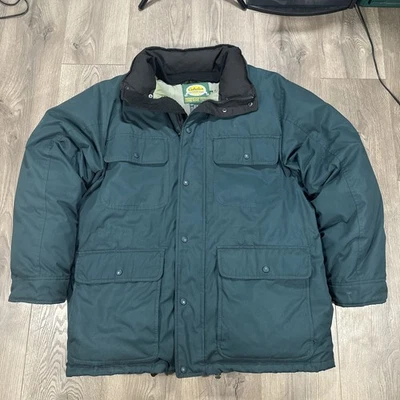 Chaqueta de plumón de ganso Cabelas Premier Northern abrigo aislante bolsillos verdes para hombre XL Foto 1 de 4