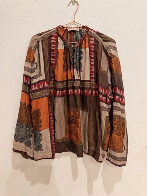 Camisa Blusa Semi Transparente ETRO Milano Manga Larga Patrón Geométrico UE 46 Italia Foto 1 de 4