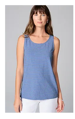 Camiseta sin mangas J.Jill ~ M ~ NUEVA Pure Jill Pima-Stretch ~ Azul marino/blanco ~ Nueva con etiquetas (1R1) Foto 1 de 3