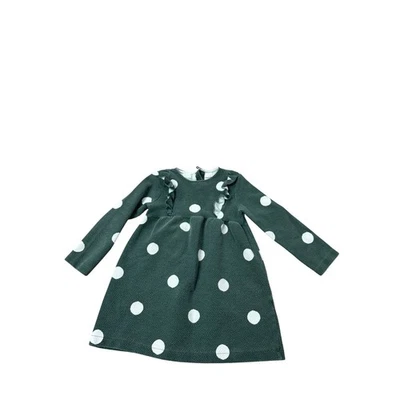 Vestido Zara Niñas Verde Lunares Manga Larga Detalle Volantes Talla 2T Foto 1 de 4