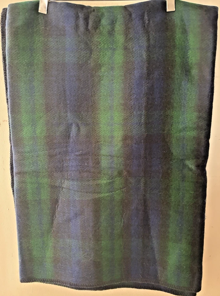Cobertor xadrez vintage Ralph Lauren azul/verde 50 x 68 feito nos EUA acrílico perfeito estado! - Imagem 1 de 4