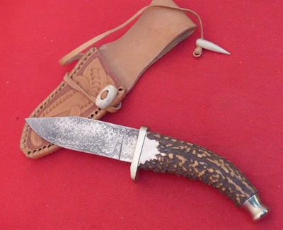 Cuchillo funda hoja fija hecho a mano personalizado gota de lluvia ciervo Damasco sin marca Foto 1 de 4