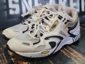 Scarpe da corsa Saucony Grid 3D bianco/giallo/blu navy primi anni 90 uomo 10,5 - Foto 1 di 8