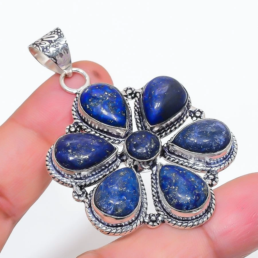 Lapis Lazuli Gemstone Handmade 925 Sterling silver Jewelry Pendant Size 2.6'' - Image 1 of 1