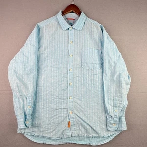 Tommy Bahama Shirt Mens XL Blue Linen Blend Short Sleeve Loose Casual Button Up - Picture 1 of 10