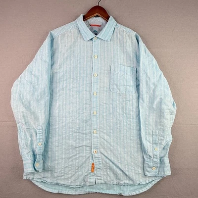 Tommy Bahama Shirt Mens XL Blue Linen Blend Short Sleeve Loose Casual Button Up - Image 1 of 4