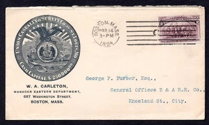 US 1894 UNION CASUALTY & SURETY CO. ADVERTISING COVER, BOSTON TO KNEELAND ST. - Picture 1 of 2
