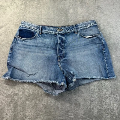 Good American Shorts Women's 16 Blue Medium Wash Denim Bombshell Cut Off Cotton - Image 1 of 4