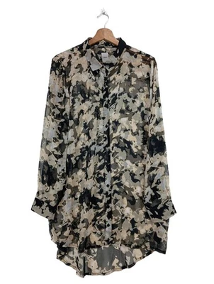 ICHI Blusa transparente Mujeres Blusa Talla EU 40 crema-gris claro-negro - Imagen 1 de 4