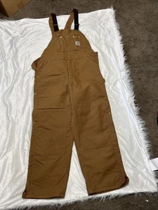 Vintage 1985 Carhartt Made In The USA Quilted Line Tan Duck Canvas Overall 42x30 - Bild 1 von 20